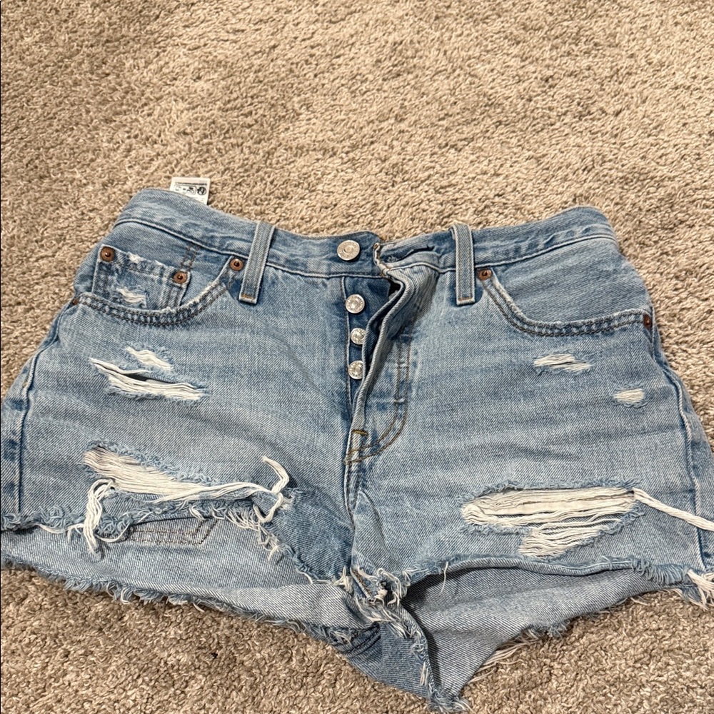 Levi's Light Blue Distressed Jean Shorts